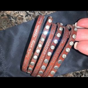 Brown leather Humanity For All Bracelet